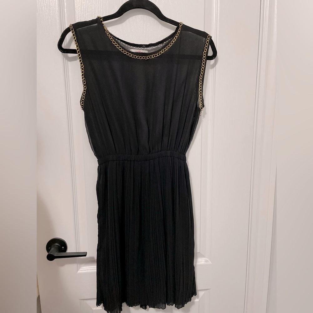 Black Dress with Sheer Top and Pleated skirt. Size 2